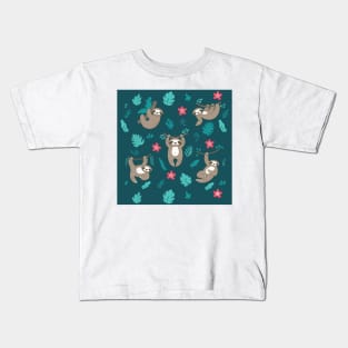 Happy Sloth Pattern Kids T-Shirt